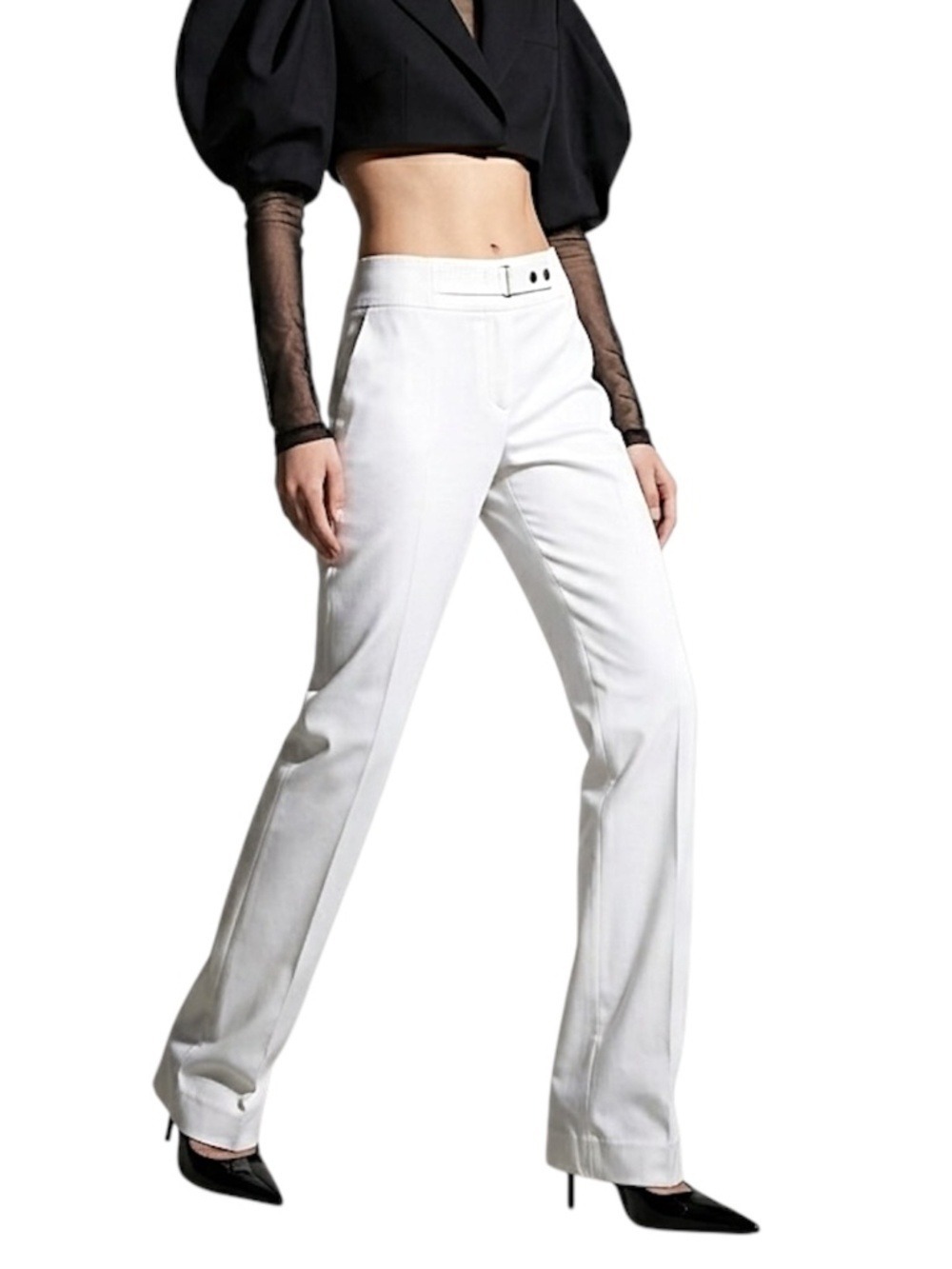 90s Y2K archival LAUREL minimal white straight leg old money trousers EU46 US12